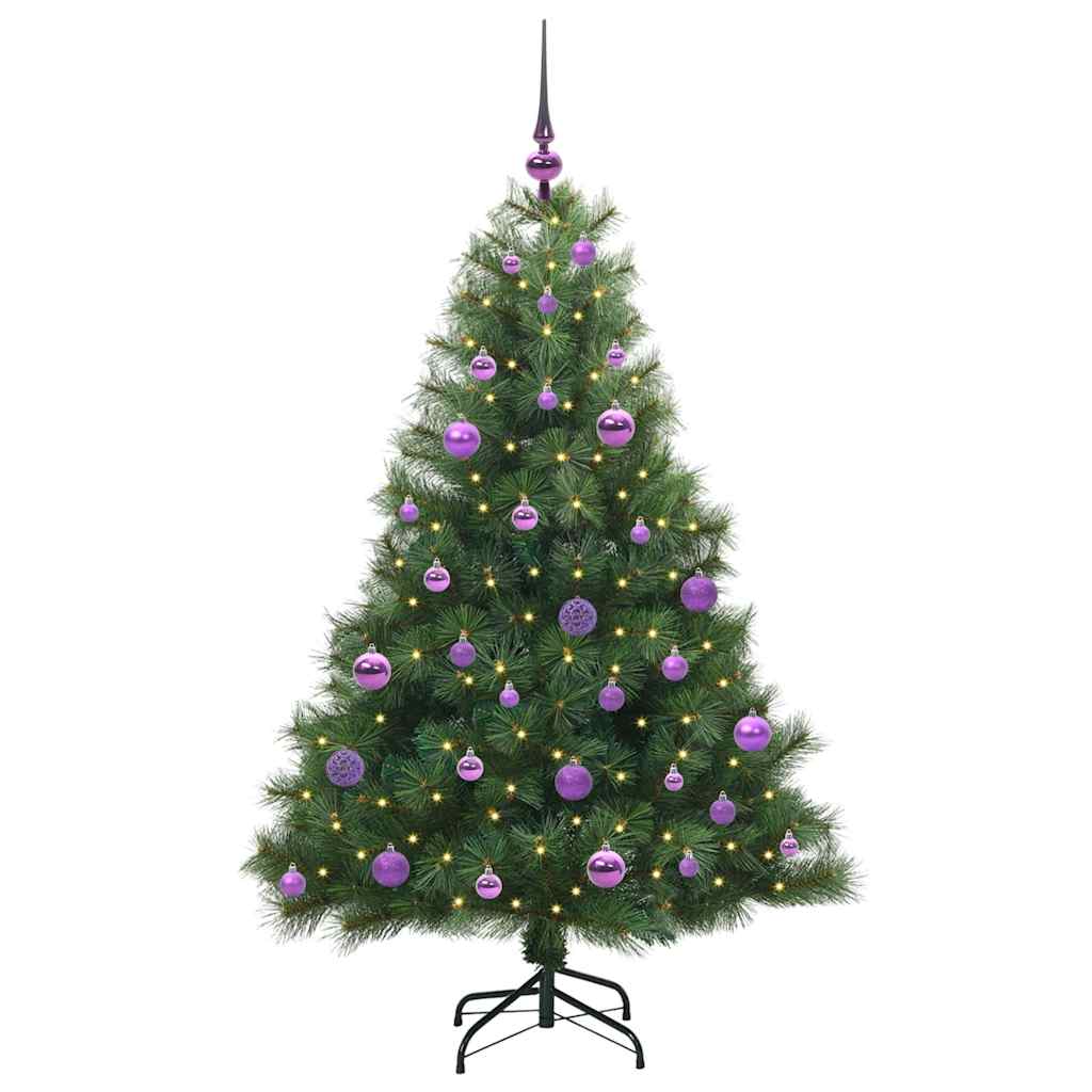 Kunstig juletre med 150 LED med stativ grønn 150 cm PE og PVC