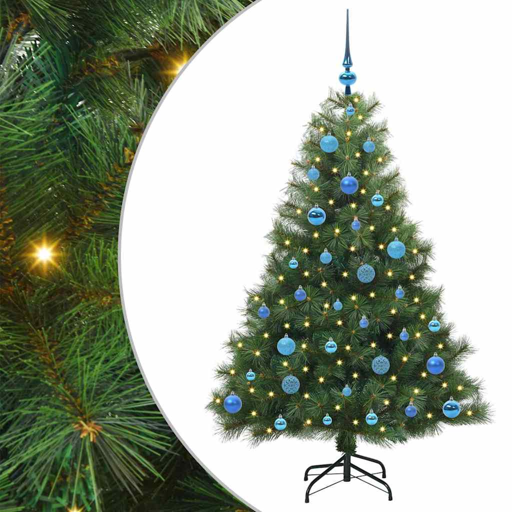 Kunstig juletre med 150 LED med stativ grønn 150 cm PE og PVC