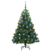 Kunstig juletre med 150 LED med stativ grønn 150 cm PE og PVC