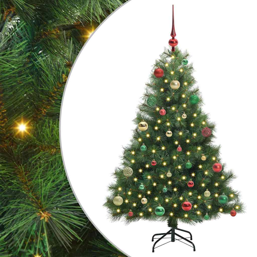 Kunstig juletre med 150 LED med stativ grønn 150 cm PE og PVC