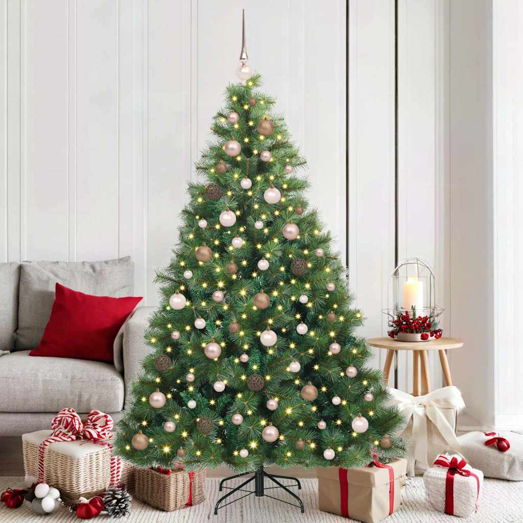 Kunstig juletre med 300 LED med stativ grønn 180 cm PE og PVC