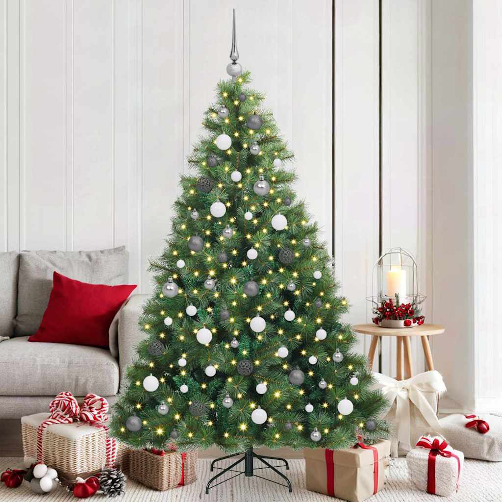 Kunstig juletre med 300 LED med stativ grønn 180 cm PE og PVC