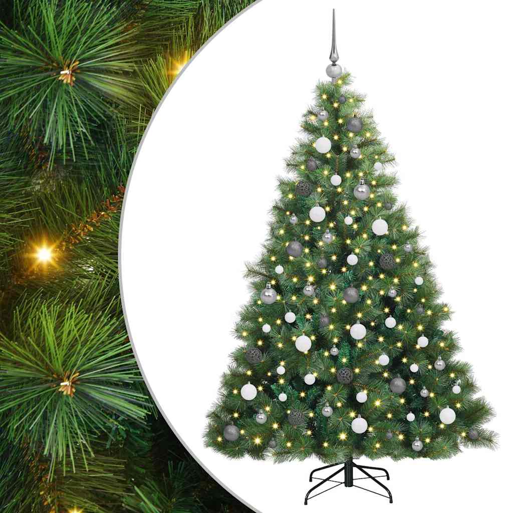 Kunstig juletre med 300 LED med stativ grønn 180 cm PE og PVC