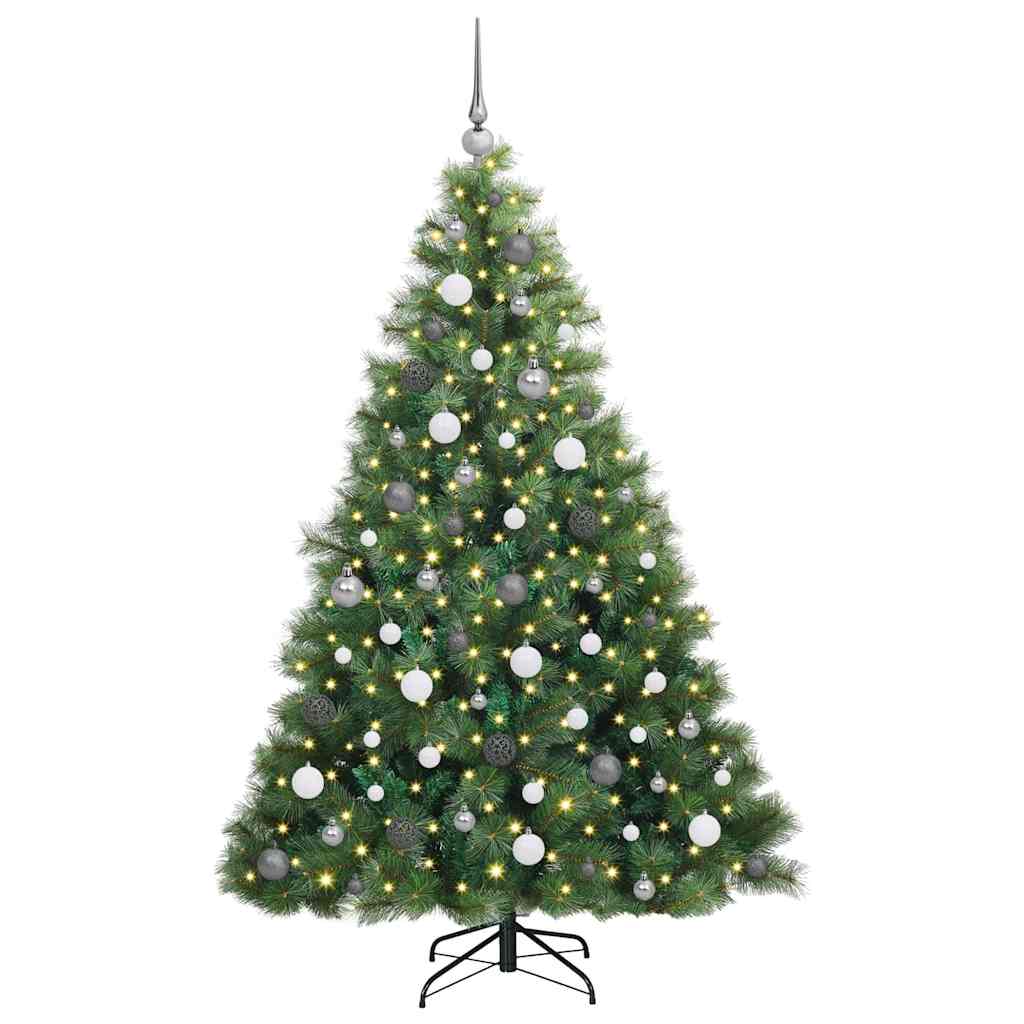 Kunstig juletre med 300 LED med stativ grønn 180 cm PE og PVC
