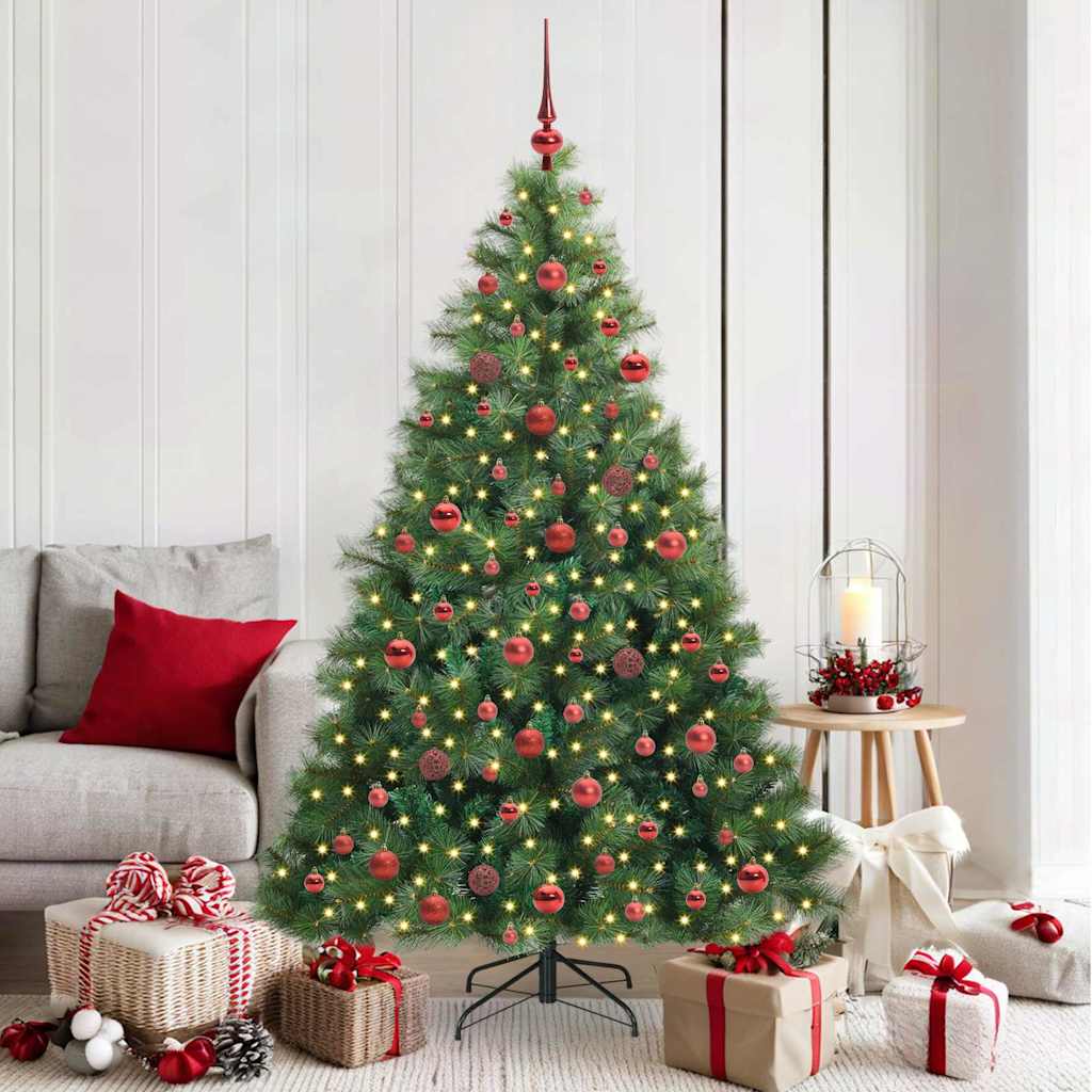Kunstig juletre med 300 LED med stativ grønn 180 cm PE og PVC