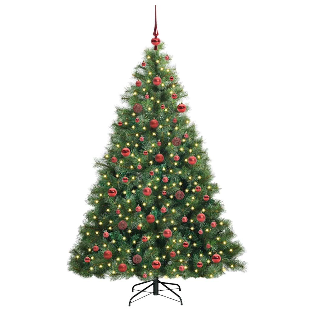 Kunstig juletre med 300 LED med stativ grønn 180 cm PE og PVC