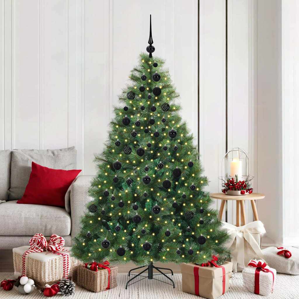 Kunstig juletre med 300 LED med stativ grønn 180 cm PE og PVC