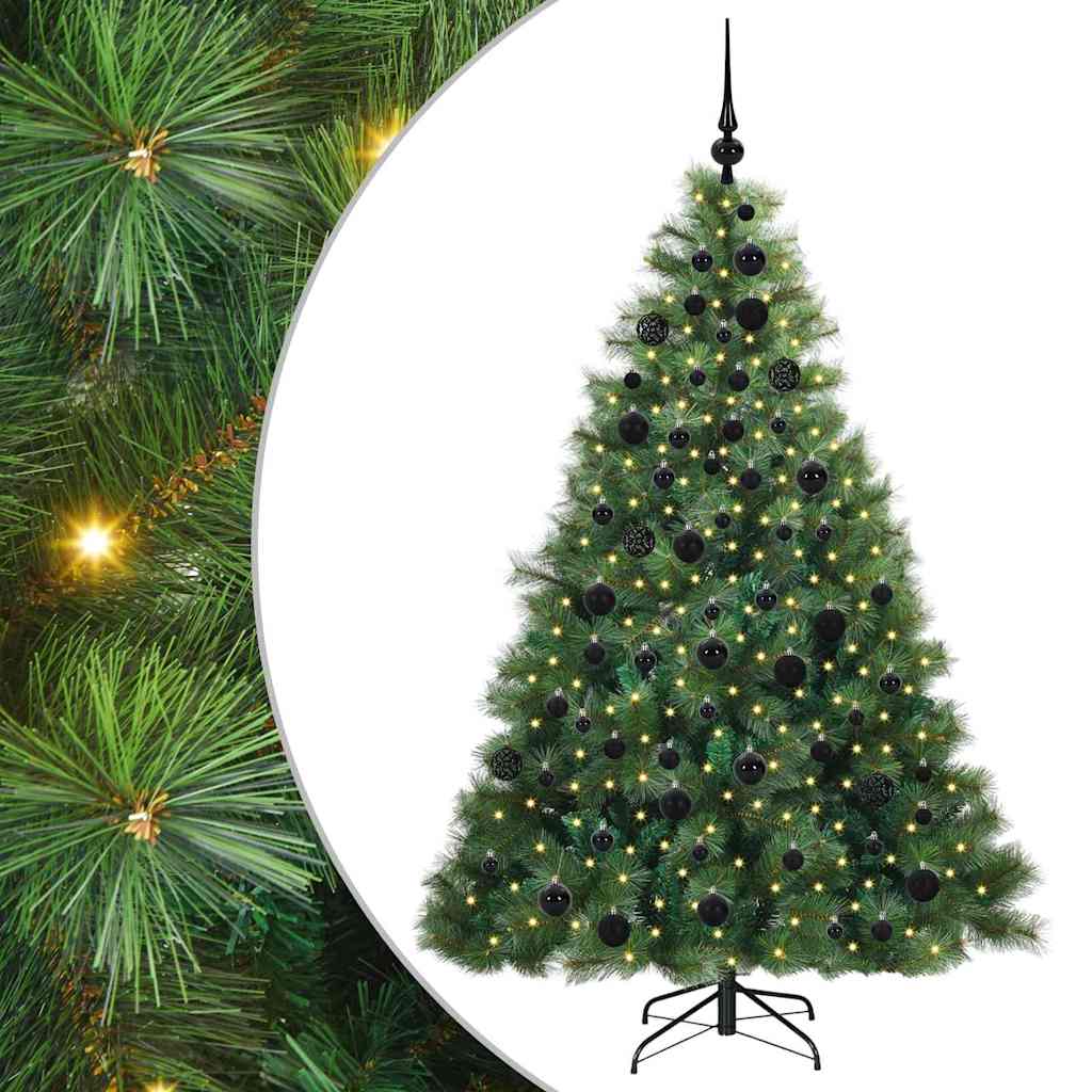 Kunstig juletre med 300 LED med stativ grønn 180 cm PE og PVC