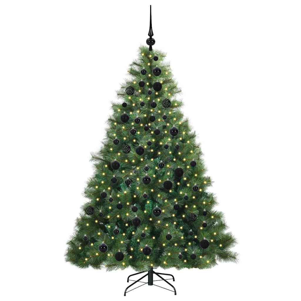 Kunstig juletre med 300 LED med stativ grønn 180 cm PE og PVC