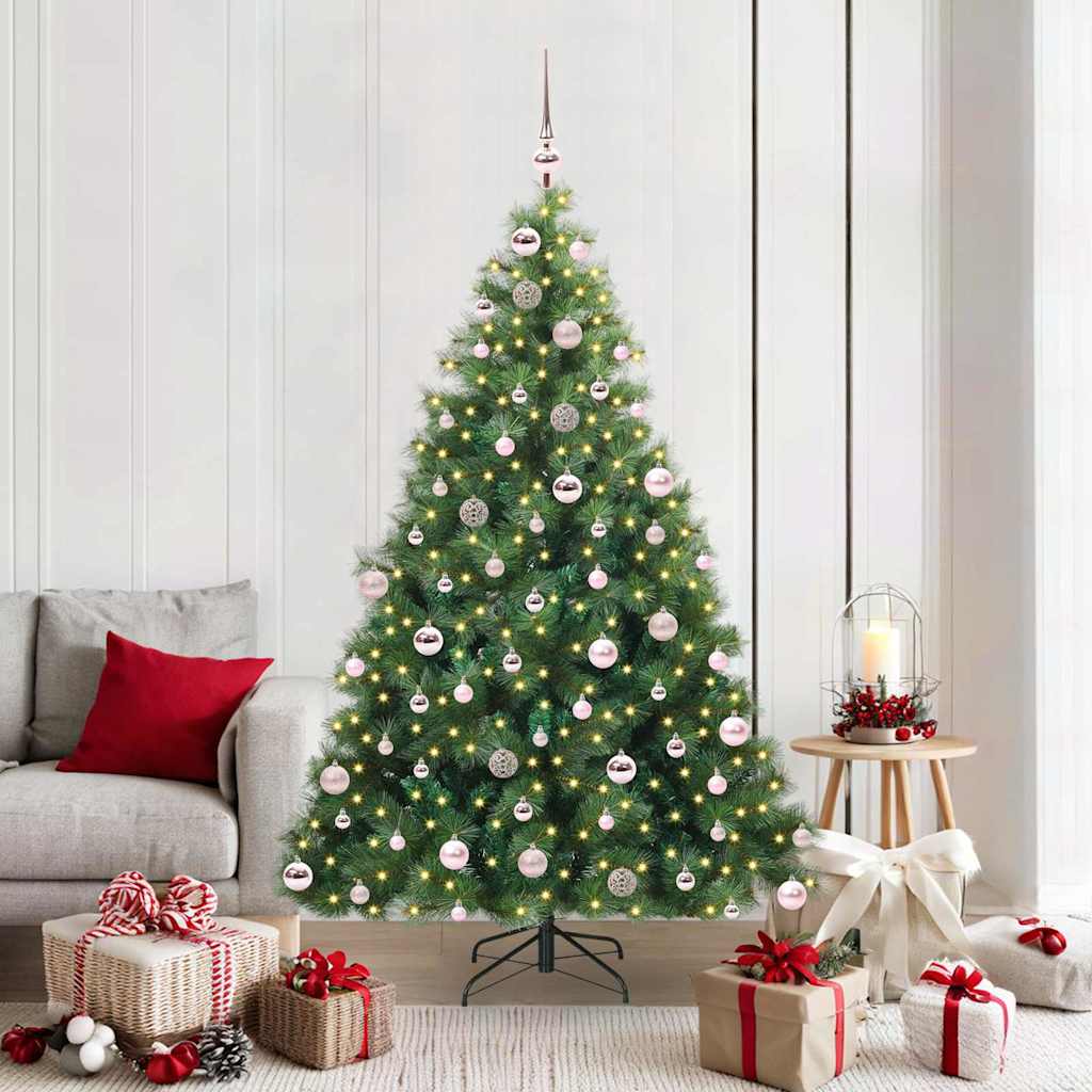 Kunstig juletre med 300 LED med stativ grønn 180 cm PE og PVC