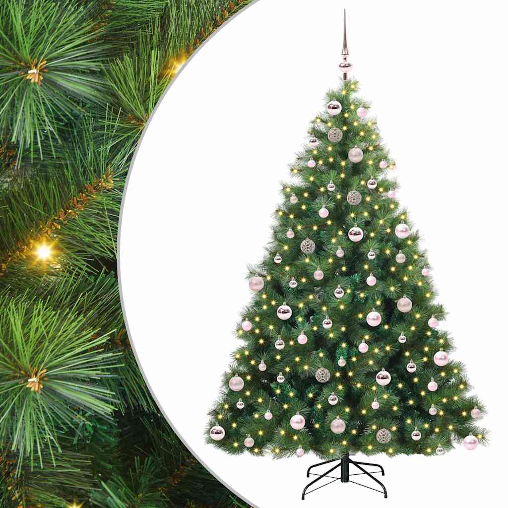 Kunstig juletre med 300 LED med stativ grønn 180 cm PE og PVC