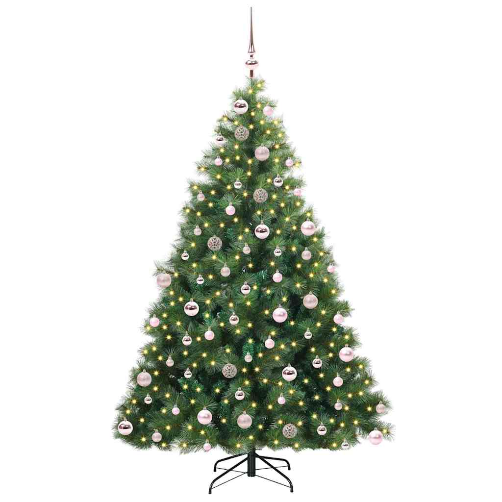 Kunstig juletre med 300 LED med stativ grønn 180 cm PE og PVC