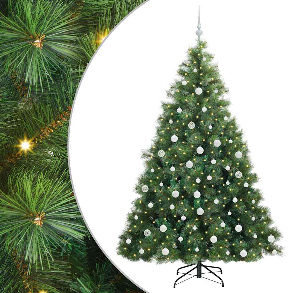 Kunstig juletre med 300 LED med stativ grønn 180 cm PE og PVC