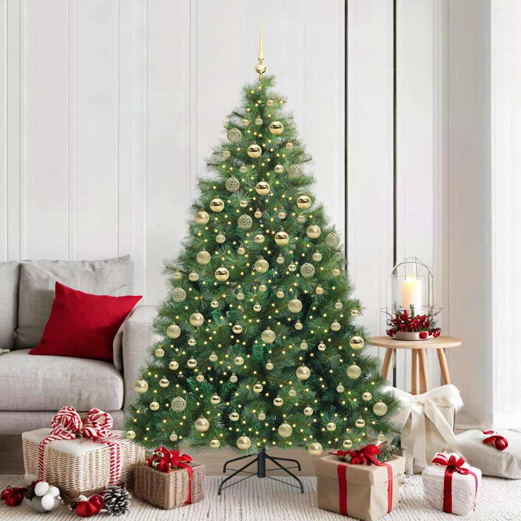 Kunstig juletre med 300 LED med stativ grønn 180 cm PE og PVC