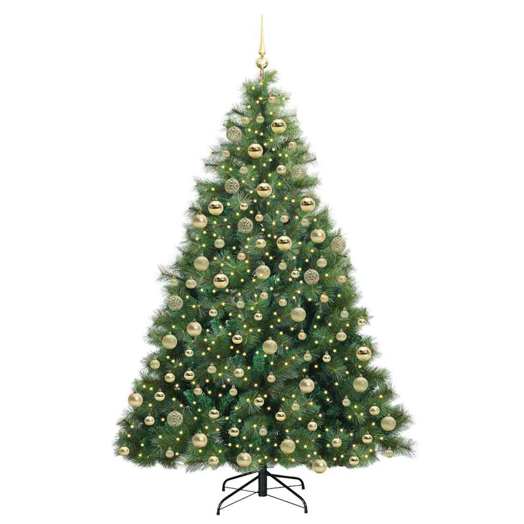 Kunstig juletre med 300 LED med stativ grønn 180 cm PE og PVC