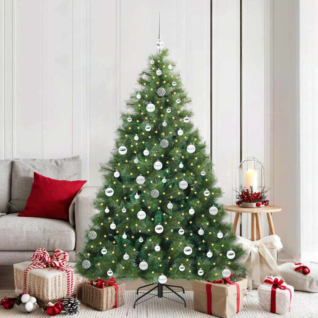 Kunstig juletre med 300 LED med stativ grønn 180 cm PE og PVC