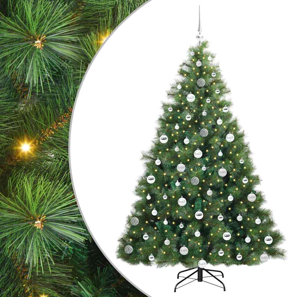 Kunstig juletre med 300 LED med stativ grønn 180 cm PE og PVC