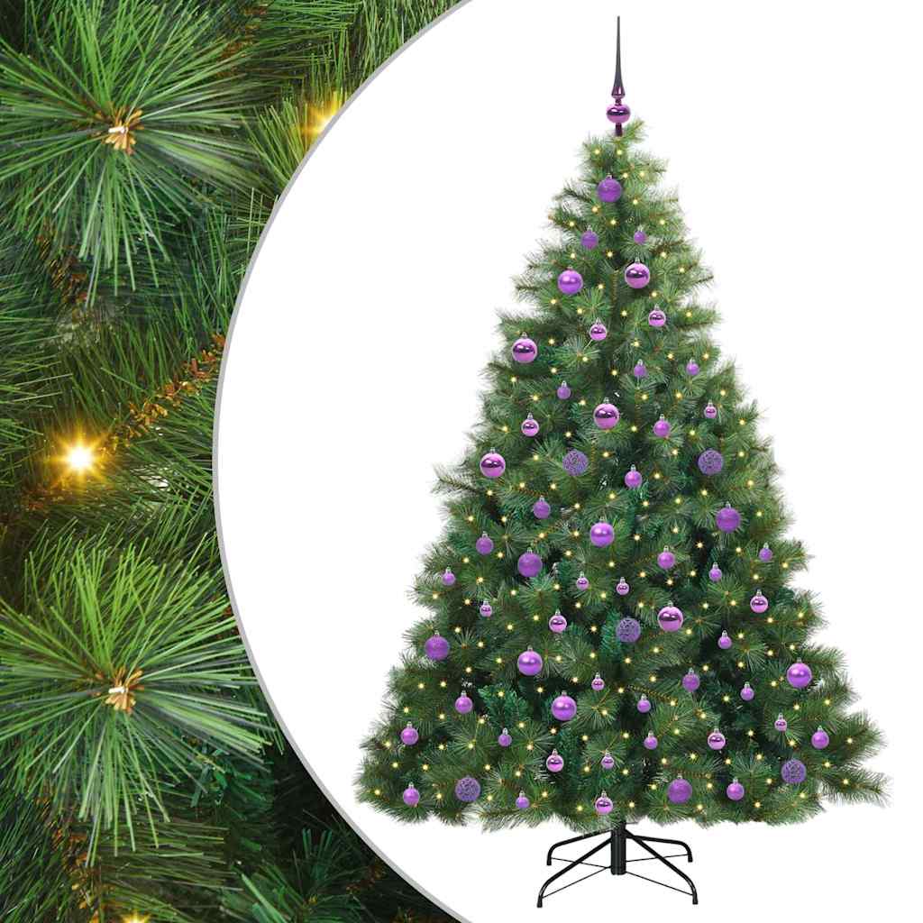 Kunstig juletre med 300 LED med stativ grønn 180 cm PE og PVC