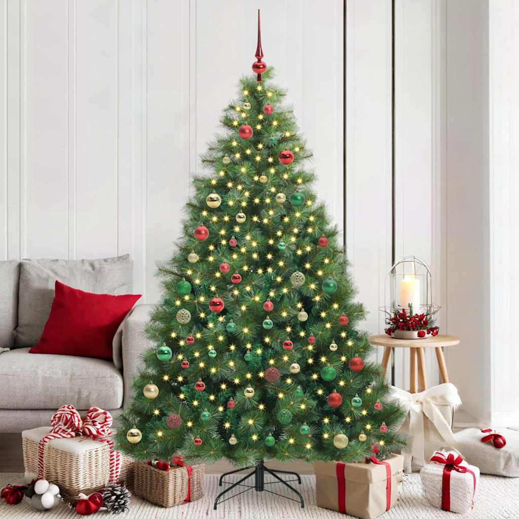 Kunstig juletre med 300 LED med stativ grønn 180 cm PE og PVC