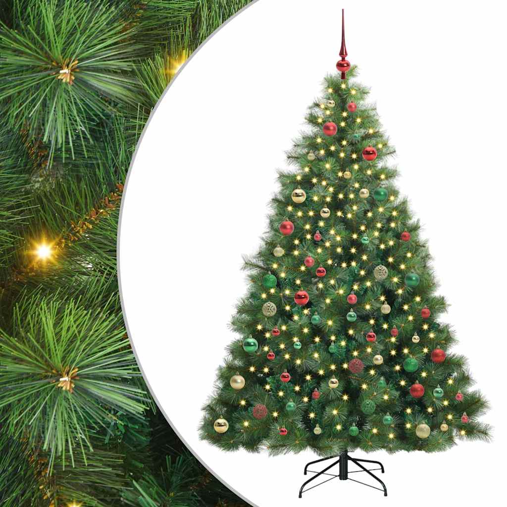 Kunstig juletre med 300 LED med stativ grønn 180 cm PE og PVC
