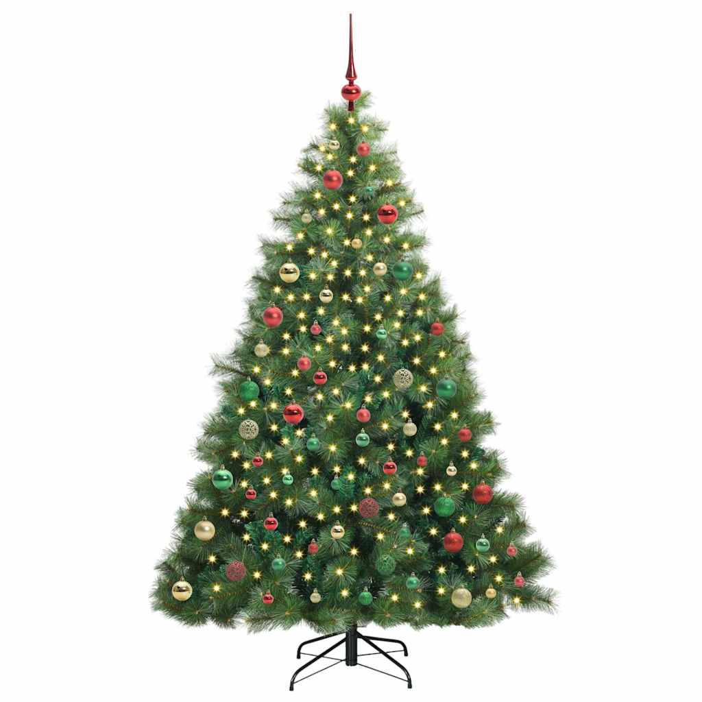 Kunstig juletre med 300 LED med stativ grønn 180 cm PE og PVC