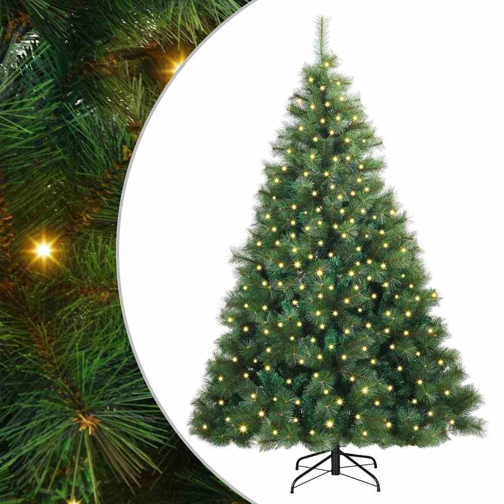 Kunstig juletre med 300 LED med stativ grønn 210 cm PE og PVC