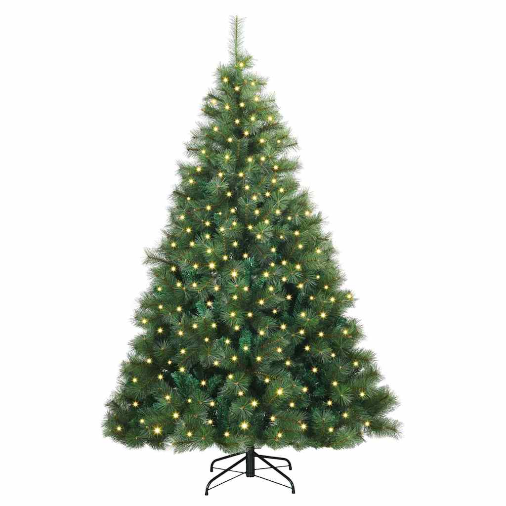 Kunstig juletre med 300 LED med stativ grønn 210 cm PE og PVC