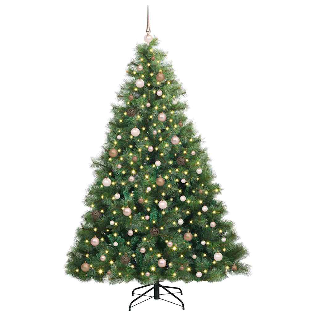 Kunstig juletre med 300 LED med stativ grønn 210 cm PE og PVC