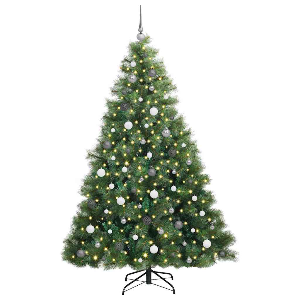 Kunstig juletre med 300 LED med stativ grønn 210 cm PE og PVC