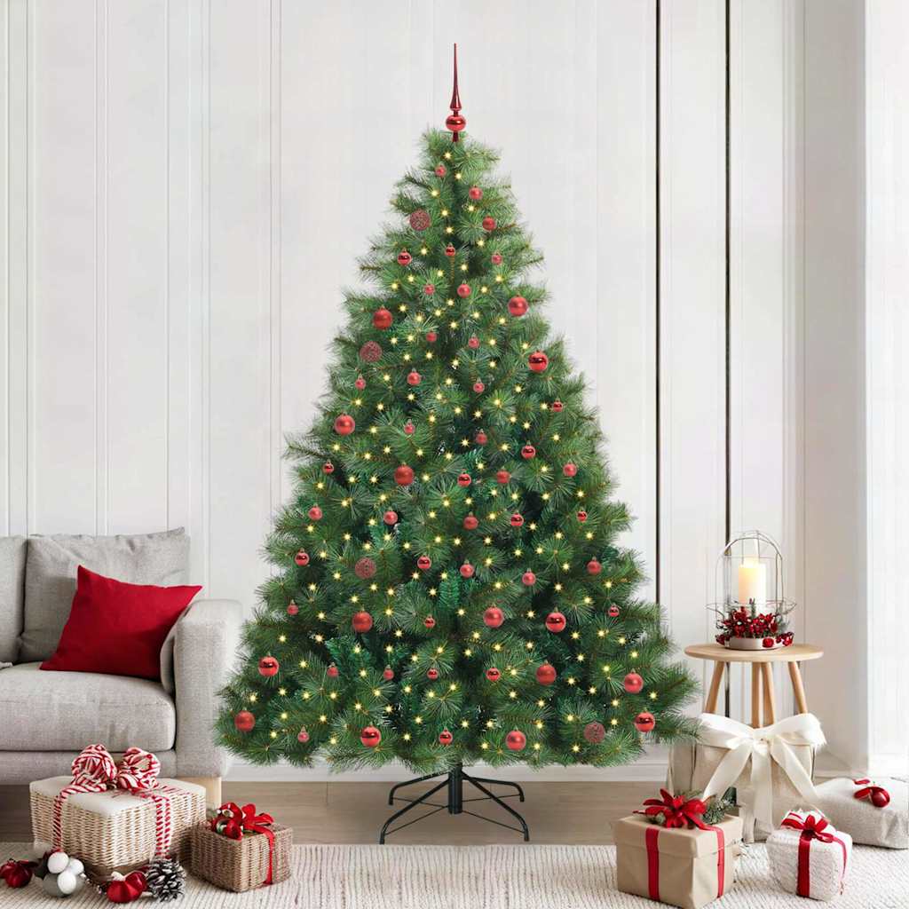 Kunstig juletre med 300 LED med stativ grønn 210 cm PE og PVC