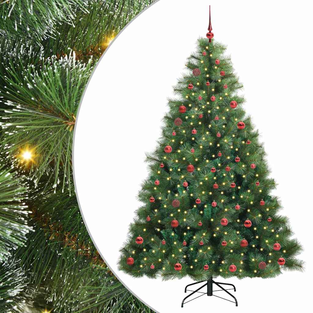 Kunstig juletre med 300 LED med stativ grønn 210 cm PE og PVC