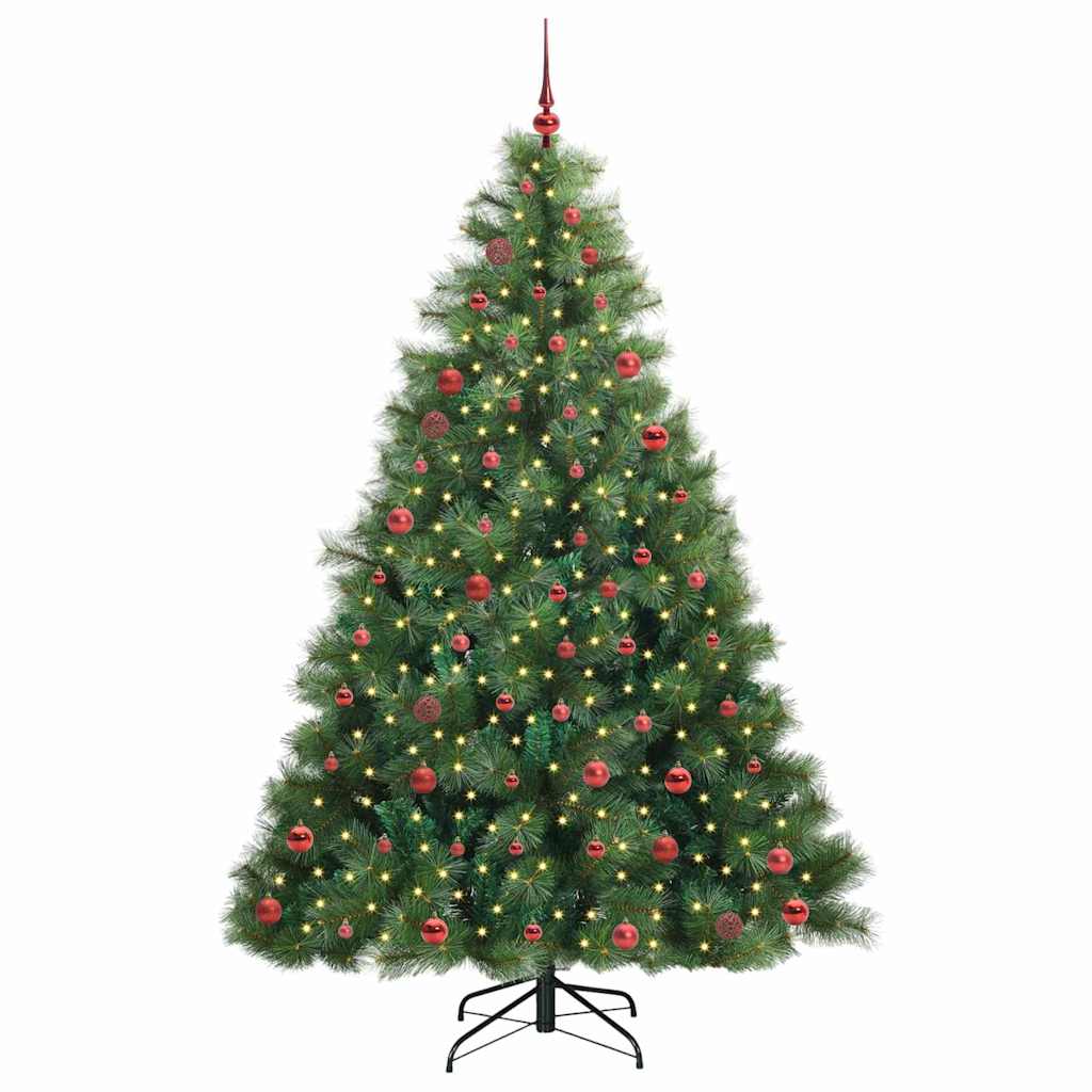Kunstig juletre med 300 LED med stativ grønn 210 cm PE og PVC