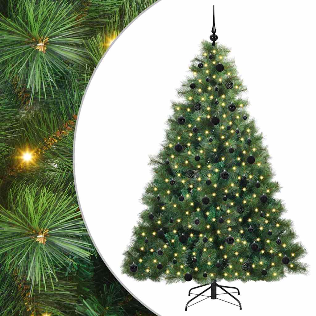 Kunstig juletre med 300 LED med stativ grønn 210 cm PE og PVC