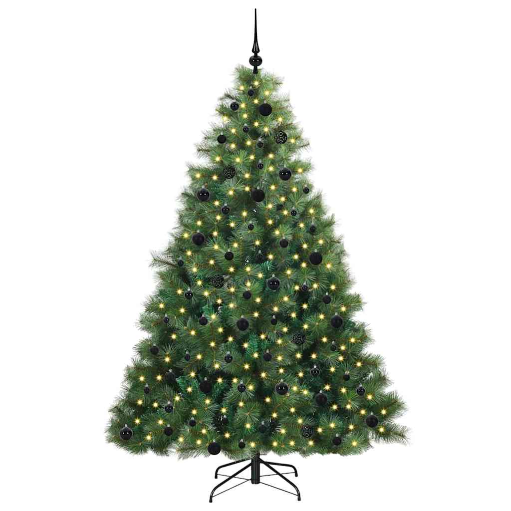 Kunstig juletre med 300 LED med stativ grønn 210 cm PE og PVC