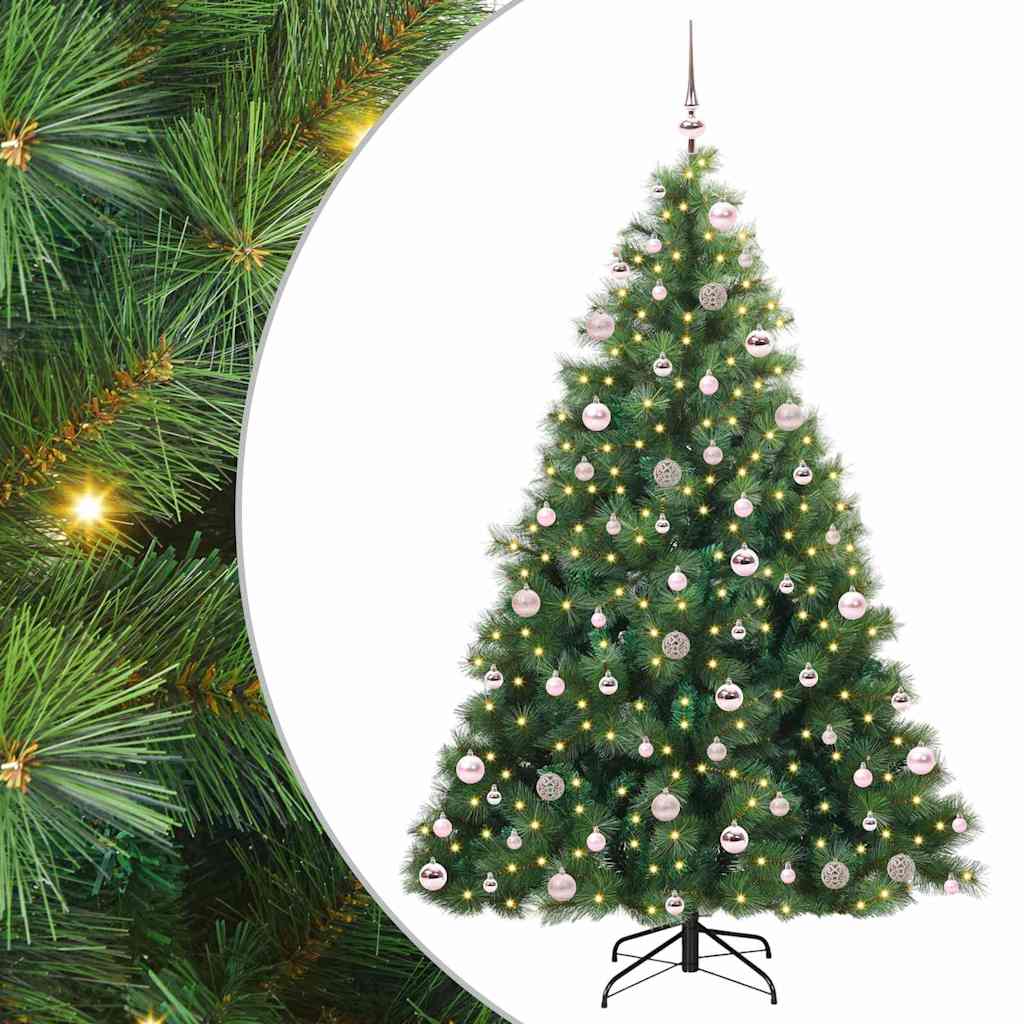 Kunstig juletre med 300 LED med stativ grønn 210 cm PE og PVC