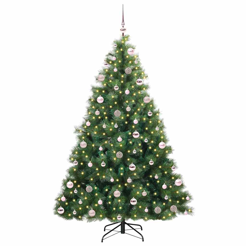 Kunstig juletre med 300 LED med stativ grønn 210 cm PE og PVC