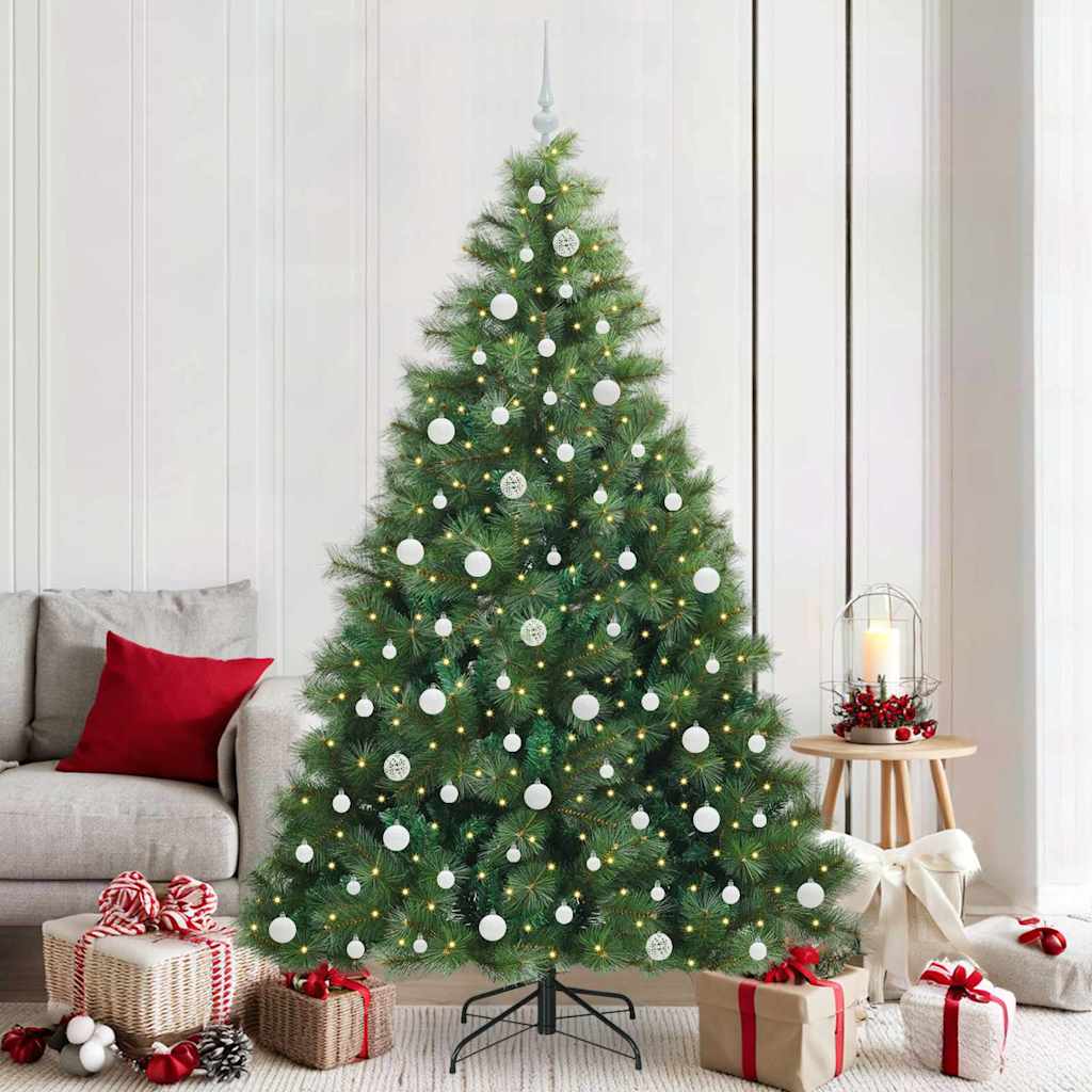 Kunstig juletre med 300 LED med stativ grønn 210 cm PE og PVC