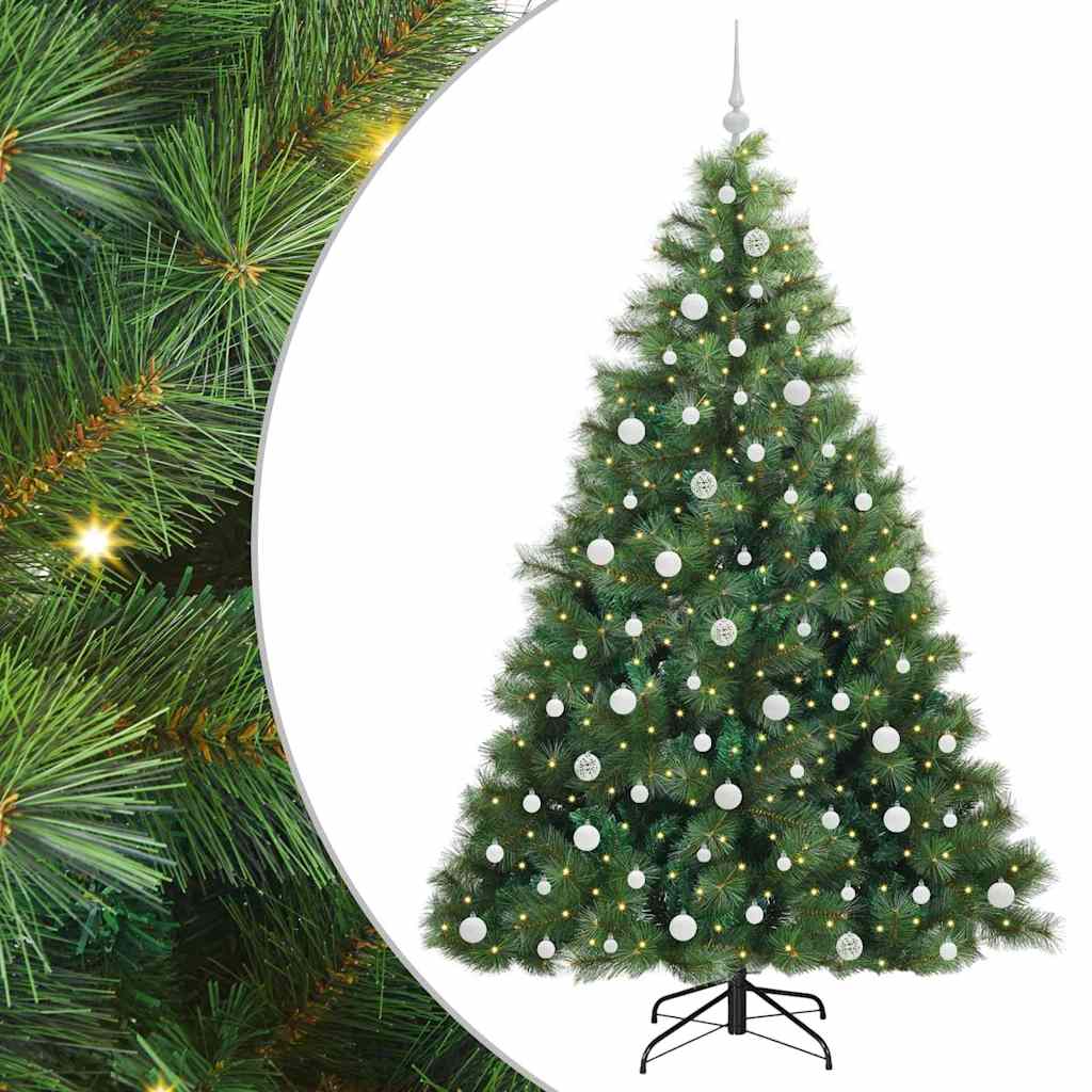 Kunstig juletre med 300 LED med stativ grønn 210 cm PE og PVC
