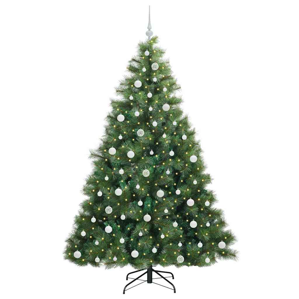 Kunstig juletre med 300 LED med stativ grønn 210 cm PE og PVC