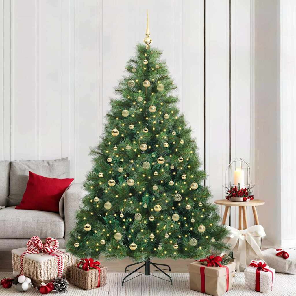 Kunstig juletre med 300 LED med stativ grønn 210 cm PE og PVC