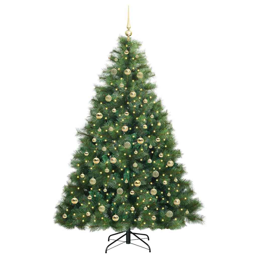 Kunstig juletre med 300 LED med stativ grønn 210 cm PE og PVC