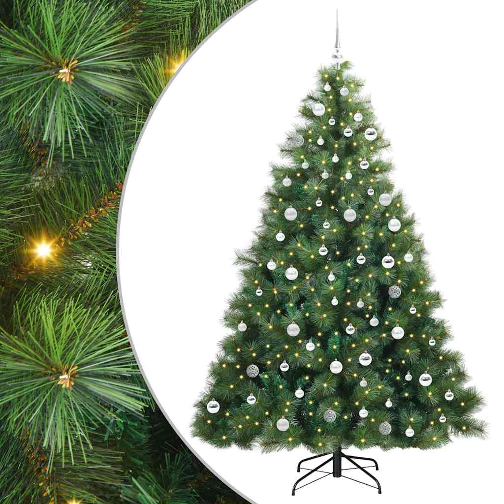 Kunstig juletre med 300 LED med stativ grønn 210 cm PE og PVC