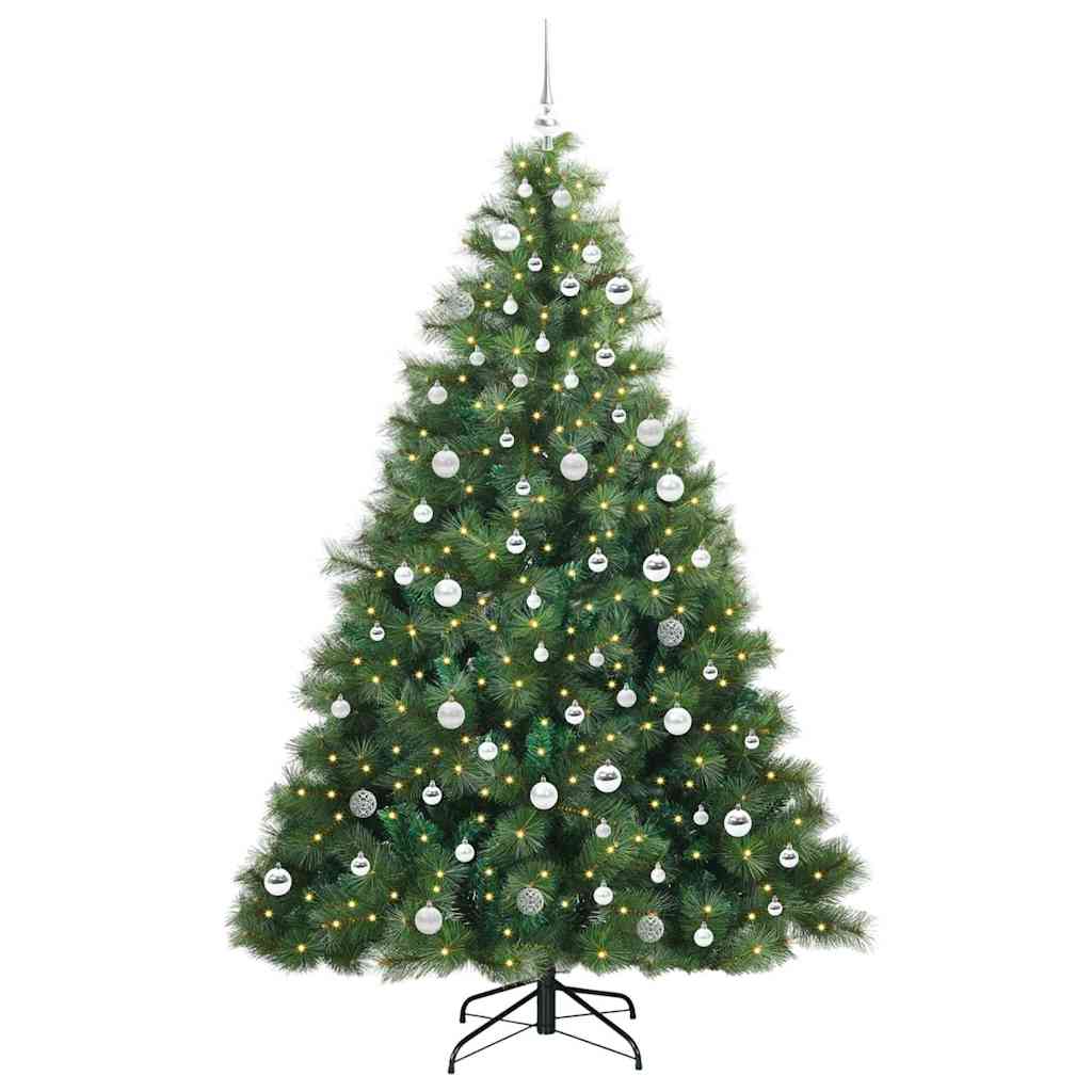 Kunstig juletre med 300 LED med stativ grønn 210 cm PE og PVC