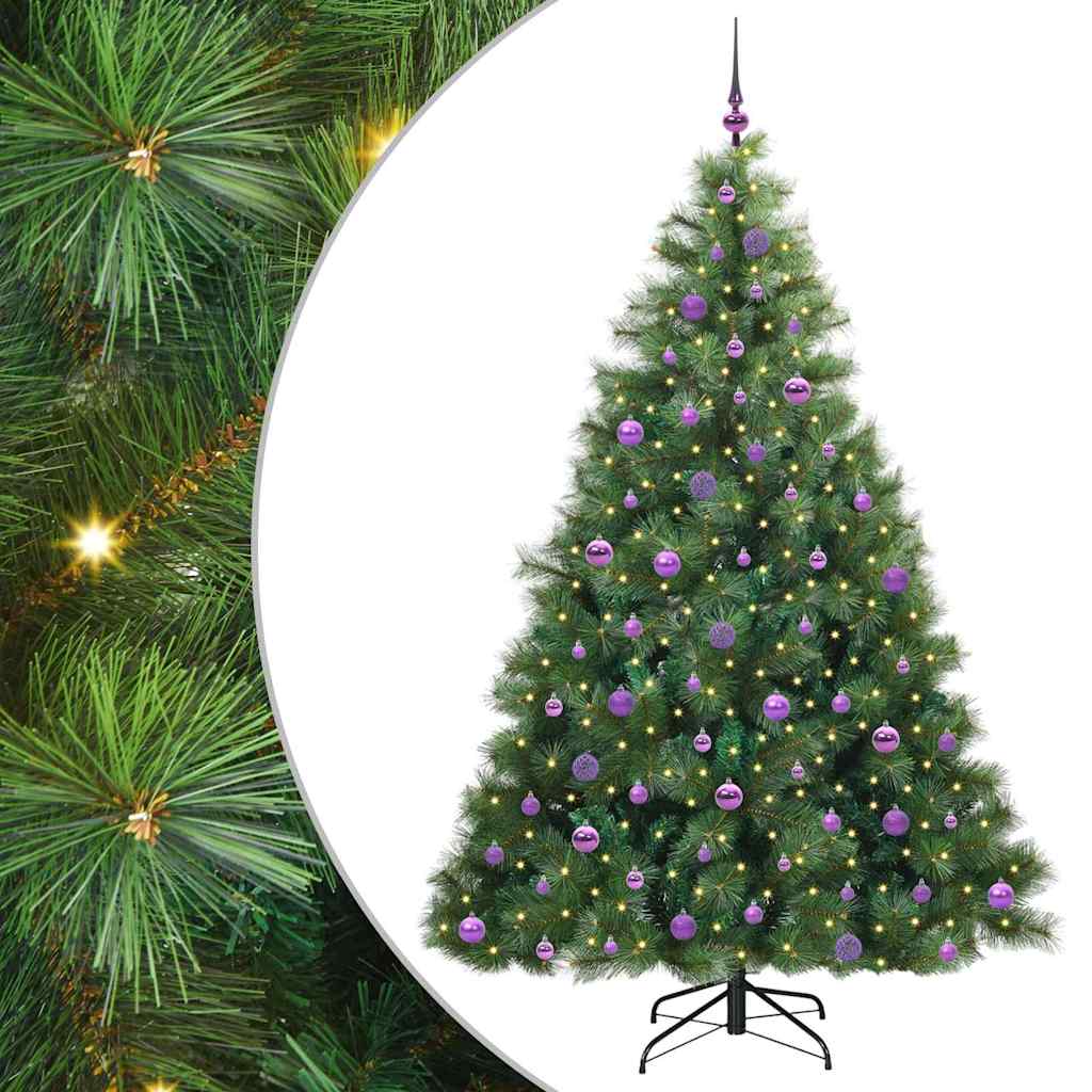 Kunstig juletre med 300 LED med stativ grønn 210 cm PE og PVC