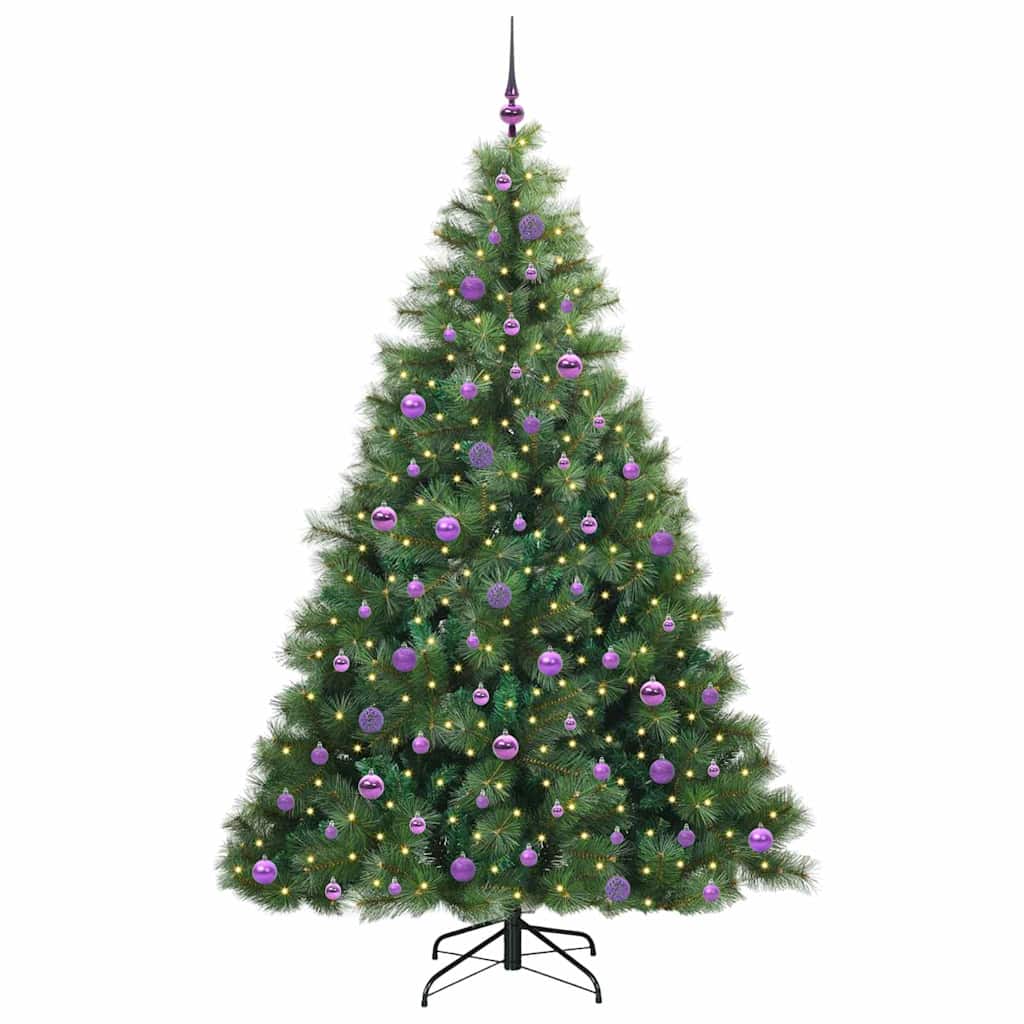 Kunstig juletre med 300 LED med stativ grønn 210 cm PE og PVC