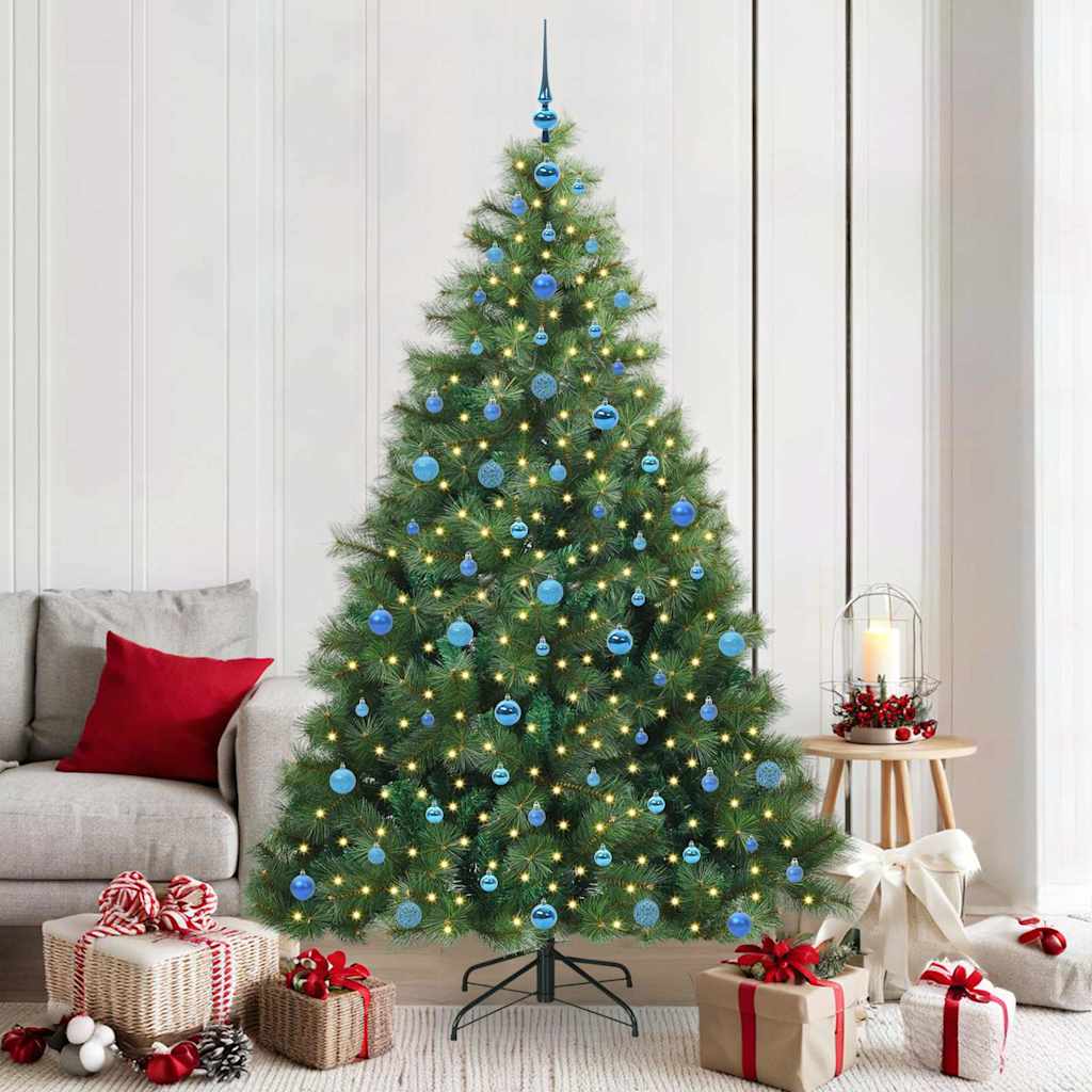 Kunstig juletre med 300 LED med stativ grønn 210 cm PE og PVC