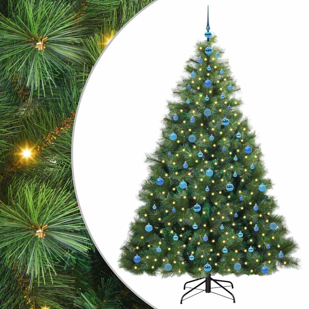Kunstig juletre med 300 LED med stativ grønn 210 cm PE og PVC