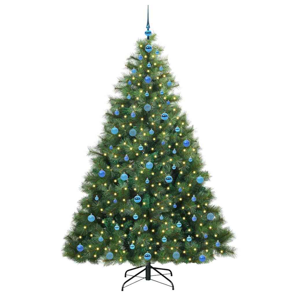 Kunstig juletre med 300 LED med stativ grønn 210 cm PE og PVC