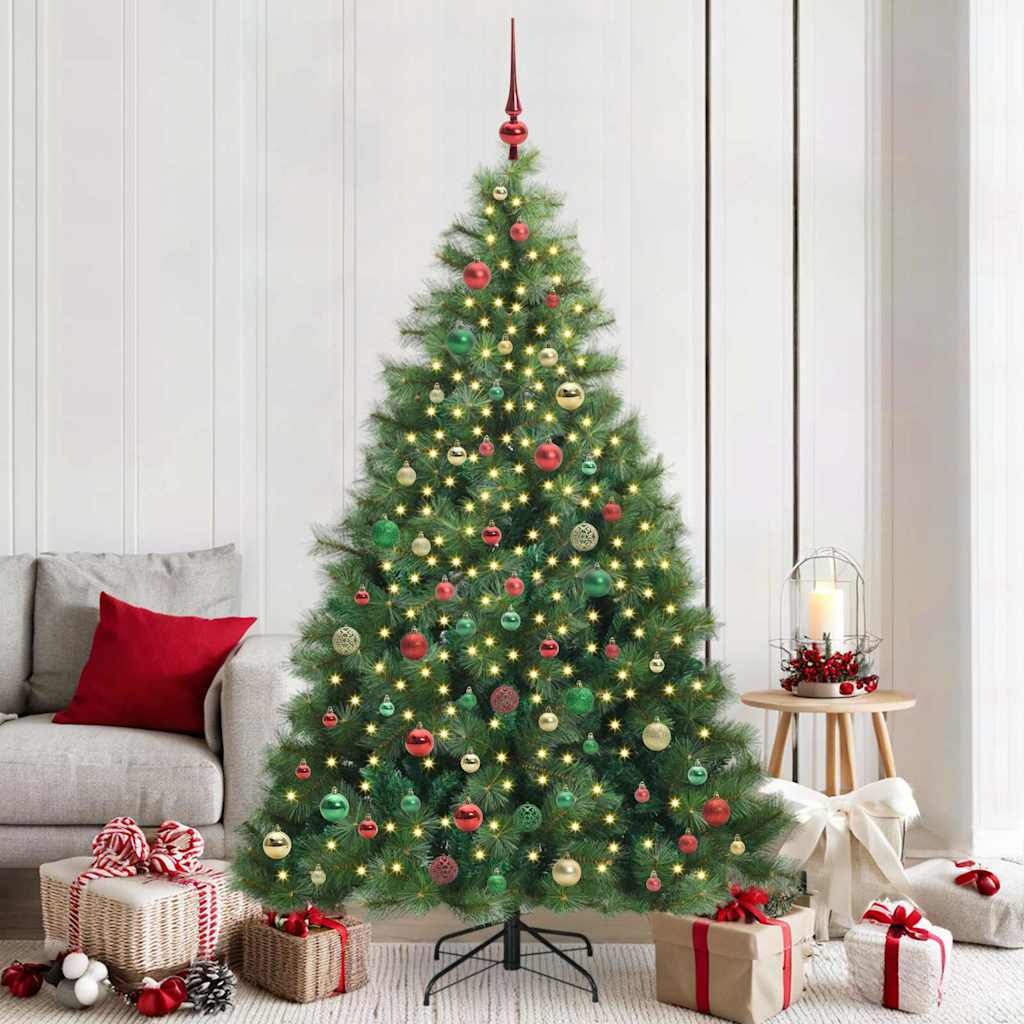 Kunstig juletre med 300 LED med stativ grønn 210 cm PE og PVC