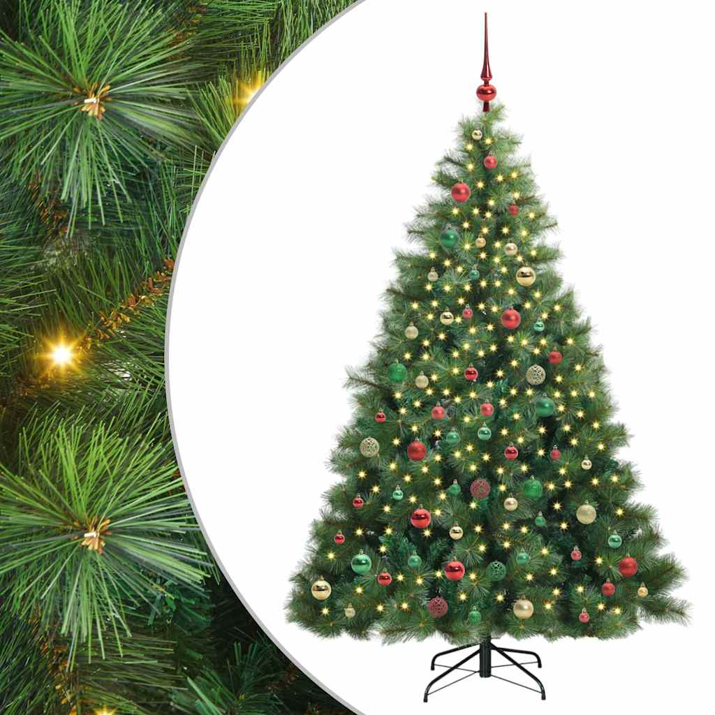 Kunstig juletre med 300 LED med stativ grønn 210 cm PE og PVC